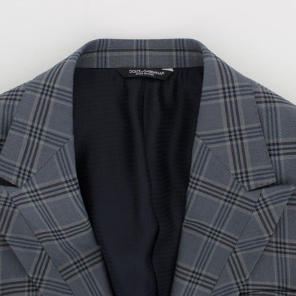 Dolce & Gabbana Blue Checkered Slim Fit Blazer Jacket