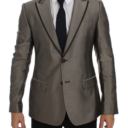 Dolce & Gabbana Brown Slim Fit Silk Two Button Blazer