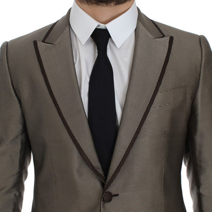 Dolce & Gabbana Brown Slim Fit Silk Two Button Blazer