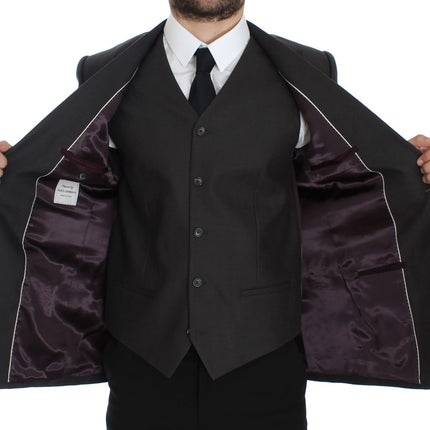 Dolce & Gabbana Gray Slim Fit Linen Blazer Jacket