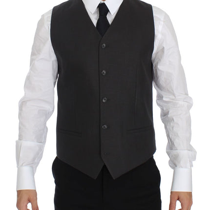 Dolce & Gabbana Gray Slim Fit Linen Blazer Jacket