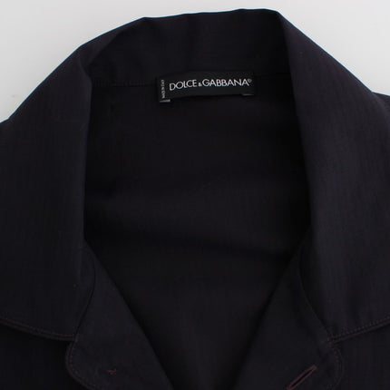 Dolce & Gabbana Purple Striped Cotton Pajama Lounge Shirt