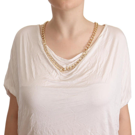 Guess By Marciano White Short Sleeves Gold Chain T-shirt Top