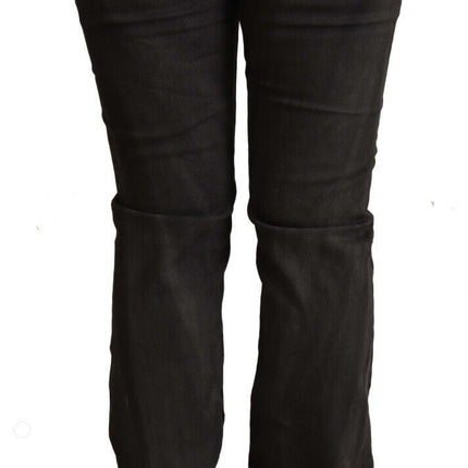 Costume National Black Cotton Mid Waist Skinny Pants