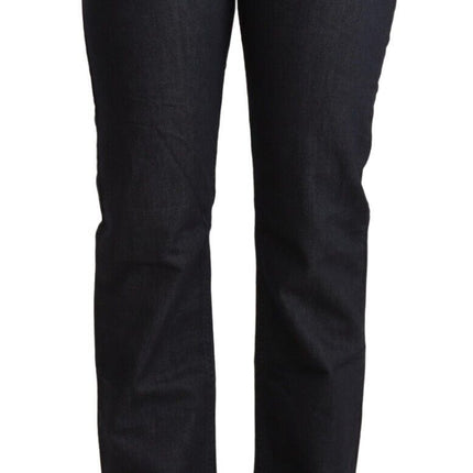 Exte Dark Blue Cotton Stretch Low Waist Straight Denim Jeans