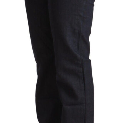 Exte Dark Blue Cotton Stretch Low Waist Straight Denim Jeans