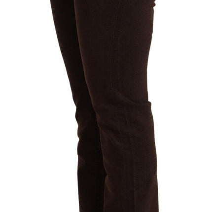 CYCLE Brown Cotton Stretch Low Waist Slim Fit Denim Jeans