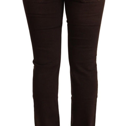 CYCLE Brown Cotton Stretch Low Waist Slim Fit Denim Jeans