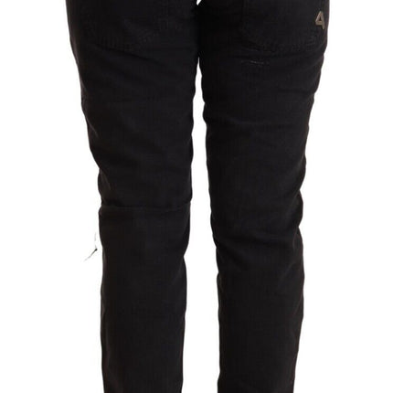 CYCLE Black Cotton Distressed Low Waist Slim Fit Denim Jeans