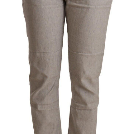 CYCLE Light Gray Linen Blend Mid Waist Tapered Pants