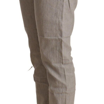 CYCLE Light Gray Linen Blend Mid Waist Tapered Pants