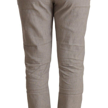 CYCLE Light Gray Linen Blend Mid Waist Tapered Pants