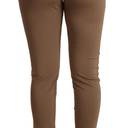Scervino Street Brown Viscose Mid Waist Slim Tapered Pants
