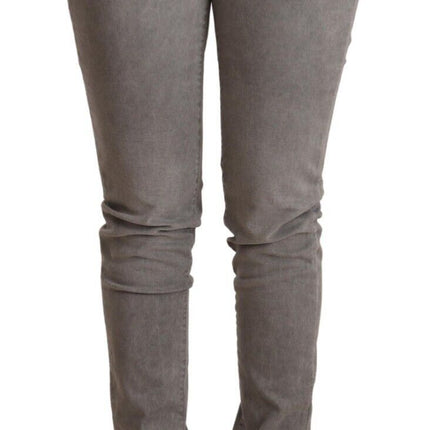 Acht Light Gray Washed Cotton Slim Fit Denim Jeans