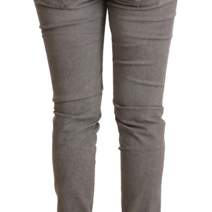 Acht Light Gray Washed Cotton Slim Fit Denim Jeans