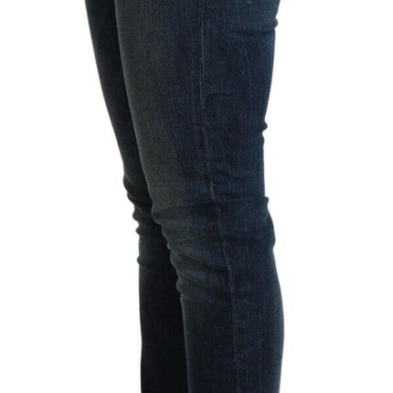 Acht Blue Washed Cotton Slim Fit Denim Low Waist Jeans