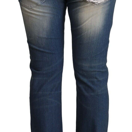 Acht Blue Washed Mid Waist Folded Hem Skinny Jeans