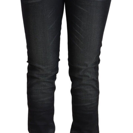 Acht Black Washed Cotton Low Waist Slim Fit Denim Jeans