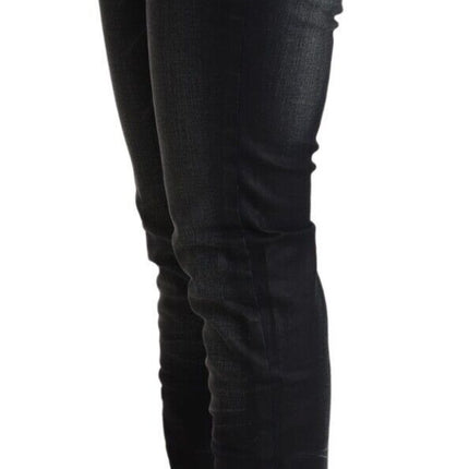 Acht Black Washed Cotton Low Waist Slim Fit Denim Jeans