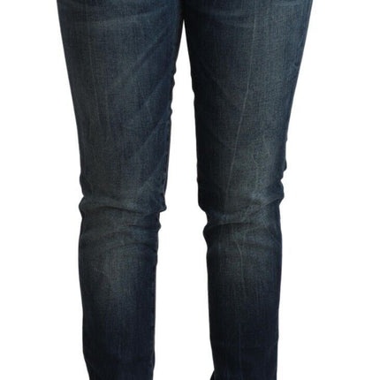 Acht Blue Washed Cotton Low Waist Slim Fit Denim Jeans