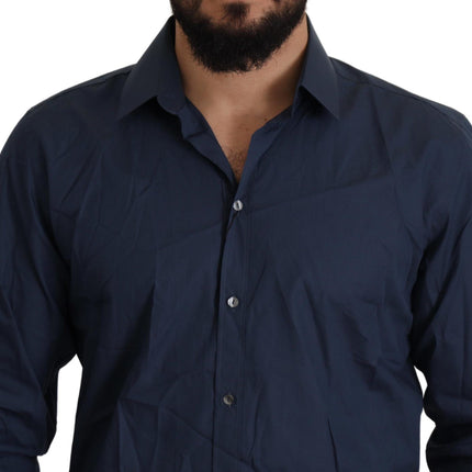 Dolce & Gabbana Blue Cotton MARTINI Slim Fit Dress Shirt