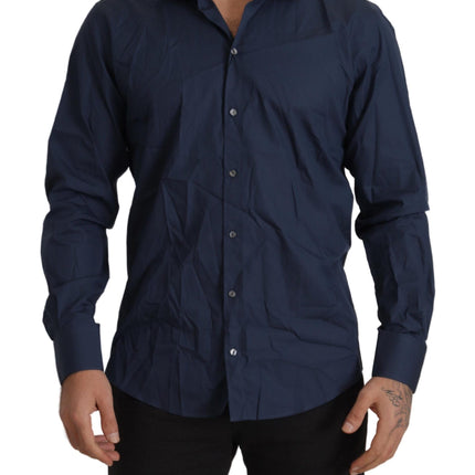 Dolce & Gabbana Blue Cotton MARTINI Slim Fit Dress Shirt