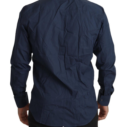 Dolce & Gabbana Blue Cotton MARTINI Slim Fit Dress Shirt