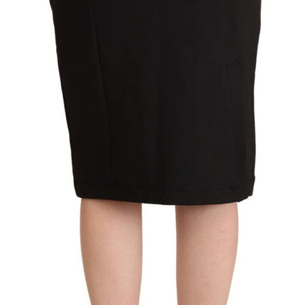 GF Ferre Black Straight Pencil Cut Knee Length Skirt