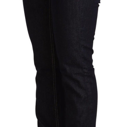 GF Ferre Black Cotton Stretch Low Waist Skinny Denim Jeans
