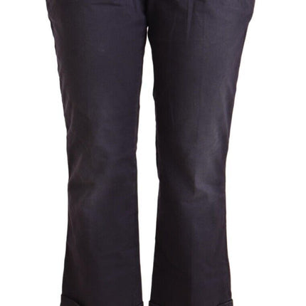 Jucca Black Low Waist Folded Hem Flared Cropped Pants