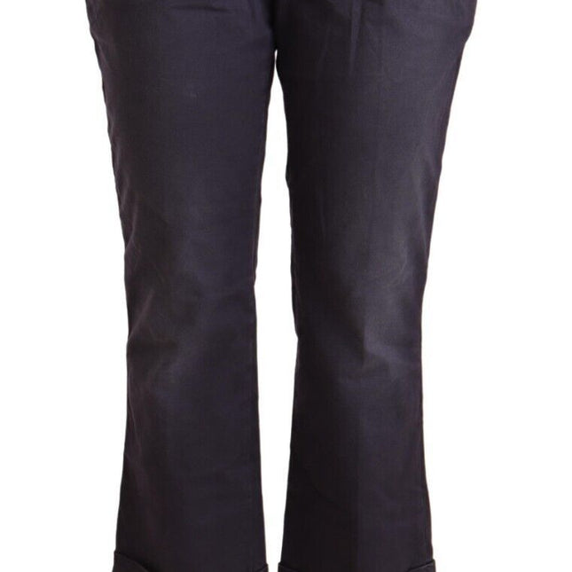 Jucca Black Low Waist Folded Hem Flared Cropped Pants