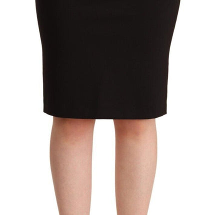 GF Ferre Black Straight Pencil Cut Knee Length Skirt