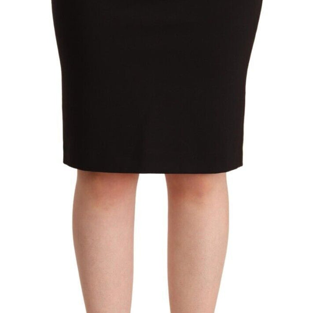 GF Ferre Black Straight Pencil Cut Knee Length Skirt
