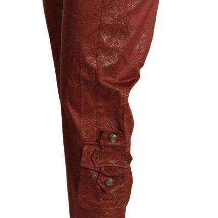 Just Cavalli Brown Lurex Mid Waist Cotton Cropped Capri Pants