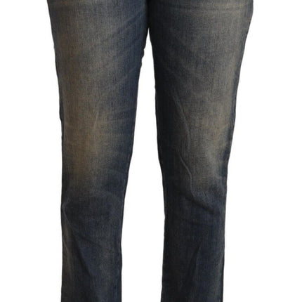 Twinset Blue Washed Cotton Cropped Capri Women Denim Jeans