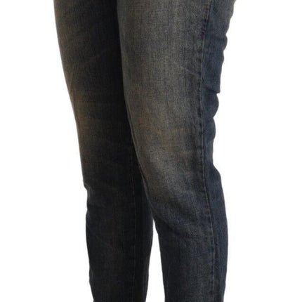Twinset Blue Washed Cotton Cropped Capri Women Denim Jeans