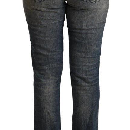 Twinset Blue Washed Cotton Cropped Capri Women Denim Jeans