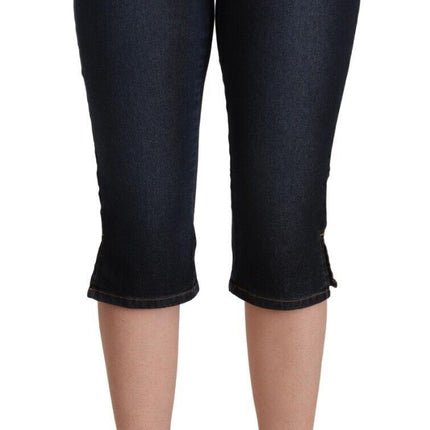 GF Ferre Blue Cotton Stretch Low Waist Slim Capri Denim Jeans