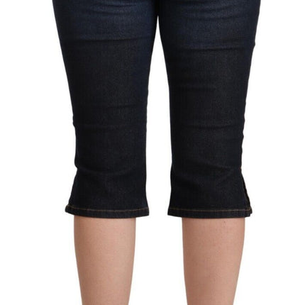 GF Ferre Blue Cotton Stretch Low Waist Slim Capri Denim Jeans
