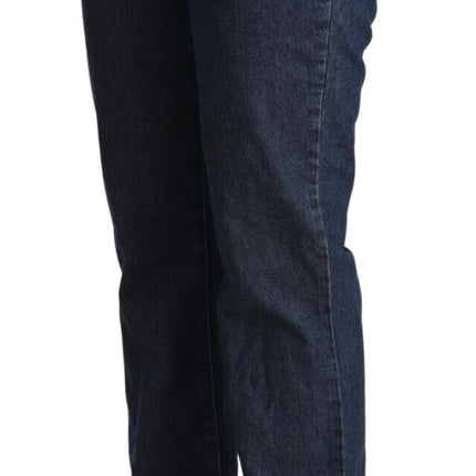 GF Ferre Blue Cotton Mid Waist Flared Denim Jeans