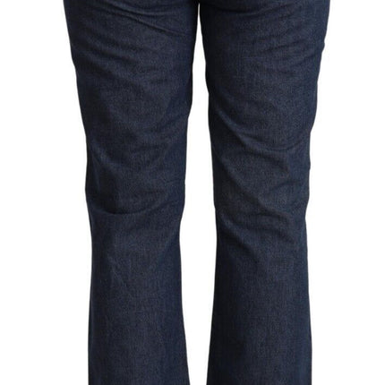 GF Ferre Blue Cotton Mid Waist Flared Denim Jeans