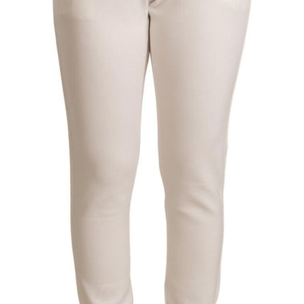 Patrizia Pepe White Polyester Mid Waist Jogger Pants