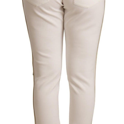 Patrizia Pepe White Polyester Mid Waist Jogger Pants