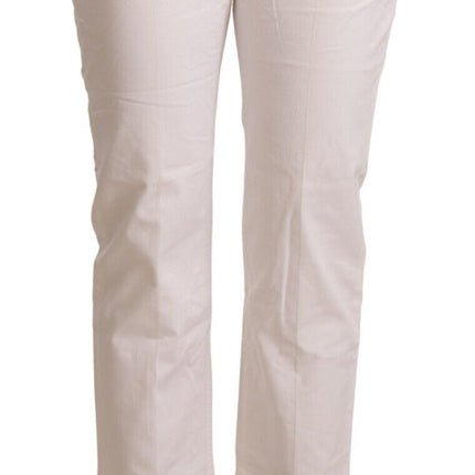 L'Autre Chose White Cotton Mid Waist Cropped Denim Jeans