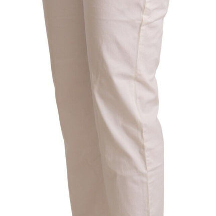 L'Autre Chose White Cotton Mid Waist Cropped Denim Jeans
