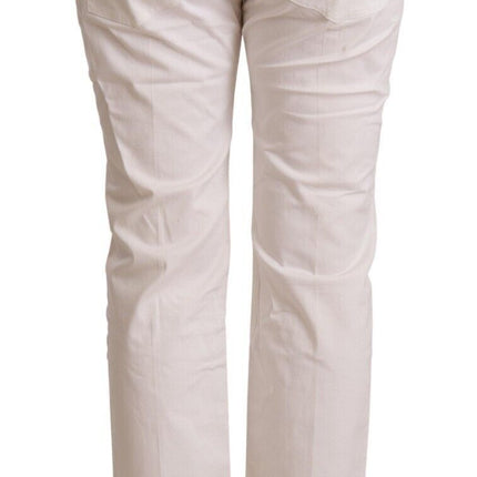 L'Autre Chose White Cotton Mid Waist Cropped Denim Jeans