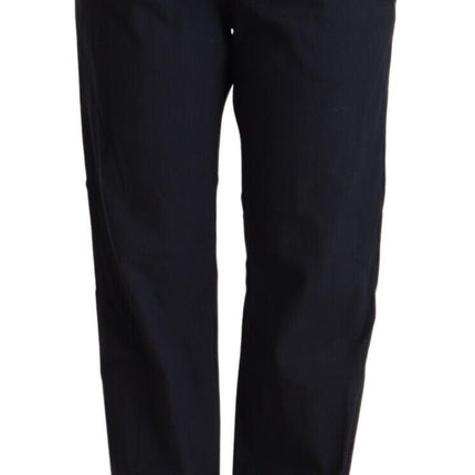 Exte Black High Waist Tapered Cotton Pants