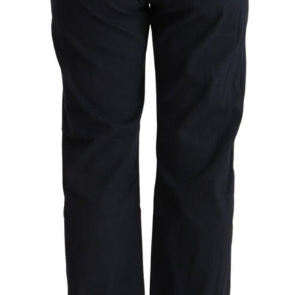 Exte Black High Waist Tapered Cotton Pants