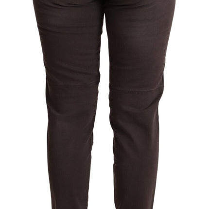 Ermanno Scervino Brown Cotton Low Waist Slim Fit Pants