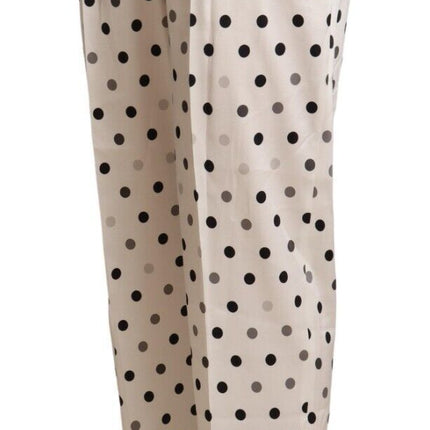 Ermanno Scervino White Polka Dotted High Waist Tapered Pants